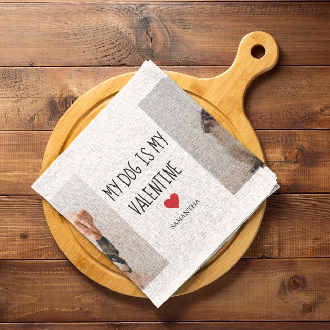 My Dog Is My Valentine | Two Dog Photos  Tea Towel (Creator Uploaded)