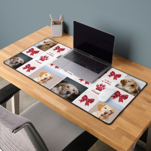 My Dog Is My Valentines Bow 4 Photos Desk Mat