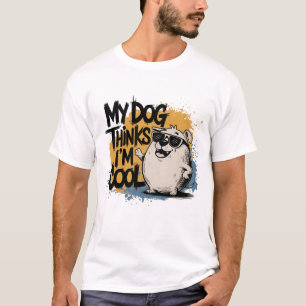 My Dog Thinks I'm Cool – Golden Retriever Cartoon  T-Shirt