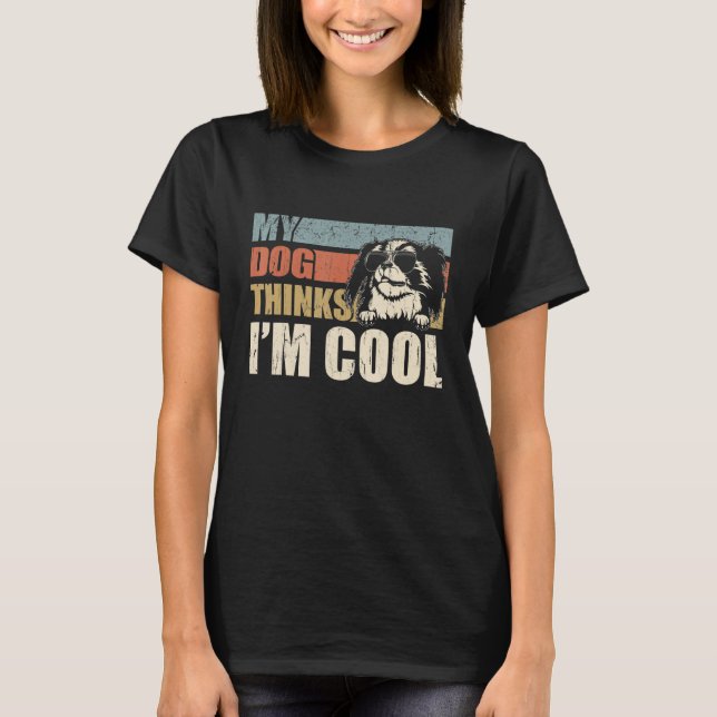 My Dog Thinks I'm Cool Japanese Chin   Retro Dad M T-Shirt (Front)