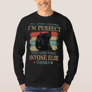 My Dog Thinks I'm Perfect Schnauzer Dog Retro Styl T-Shirt