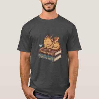 My Dragon Brew Funny Bookworm & Coffee Sticker T-Shirt