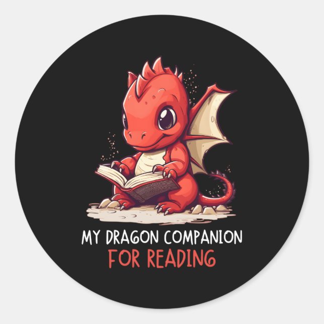 My Dragon Companion For Reading Book Dragon Bookwo Classic Round Sticker (Front)