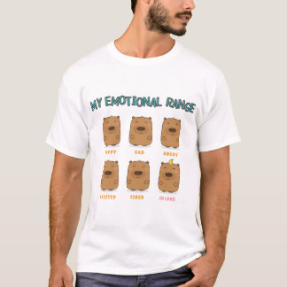 My Emotional Range Funny Capybara Faces T-Shirt