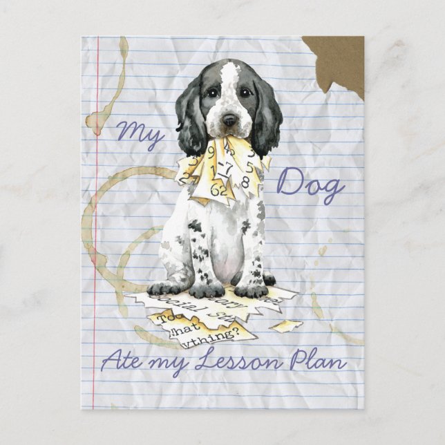 My English Cocker Ate My Lesson Plan Postcard (Front)