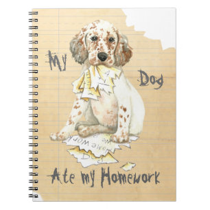 My English Setter Ate My Homework Spiral Notebook