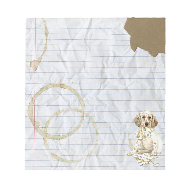 My English Setter Ate My Lesson Plan Notepad (Front)