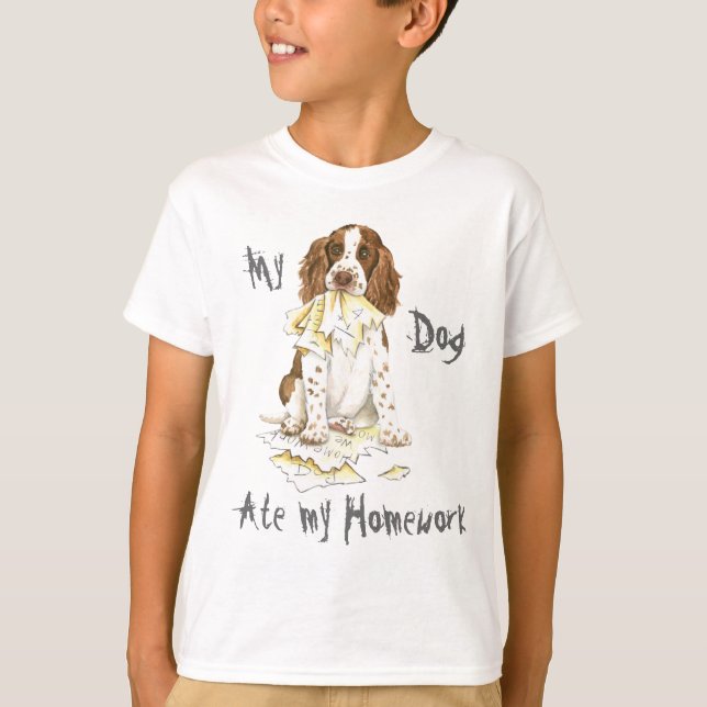 My English Springer Spaniel Ate My Homework T-Shirt (Front)