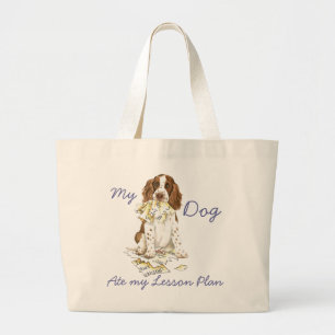 My English Springer Spaniel Ate My Lesson Plan Large Tote Bag