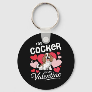 My Er Is My Valentine Cute Funny Dog Lover Valenti Key Ring