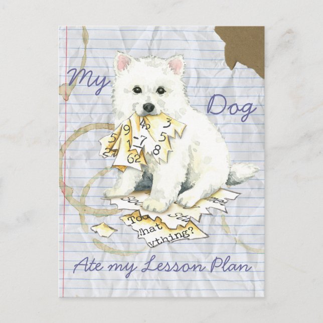 My Eskie Ate My Lesson Plan Postcard (Front)