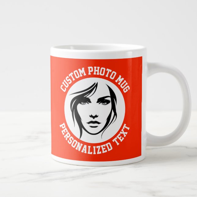 My Face on a BRIGHT RED Custom Large Coffee Mug (Right)