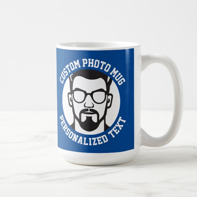 My Face on a CHELSEA BLUE Large Custom Mug (Right)
