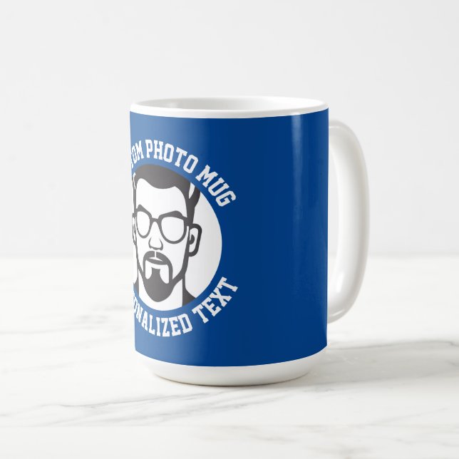 My Face on a CHELSEA BLUE Large Custom Mug (Front Right)