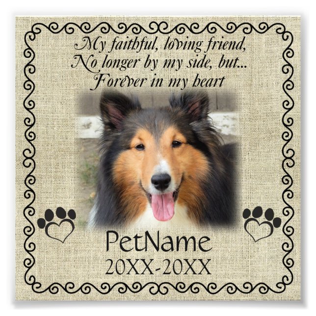 My Faithful Friend Pet Sympathy Custom Burlap Photo Print (Front)