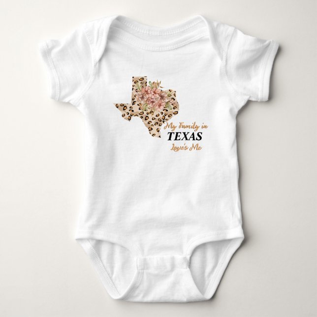 My Family in Texas Love's Me  Baby Bodysuit (Front)