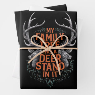 My Family Tree Has A Deer Stand In It Hunting Wrapping Paper Sheet