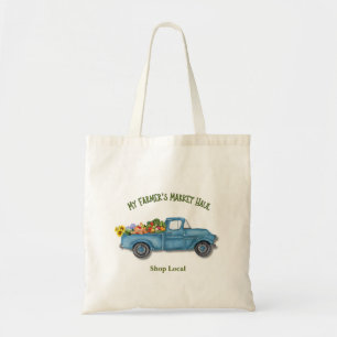 My Farmer’s Market Haul Vintage Blue Truck Tote Bag