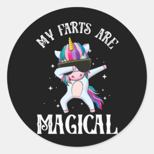 My Farts Are Magical Unicorn Dabbing Gag Farting S Classic Round Sticker