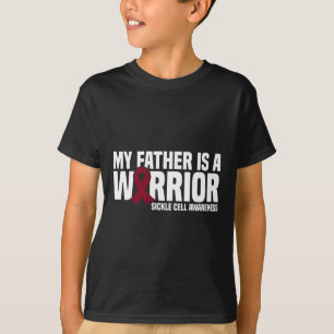 My Father is a Warrior Burgundy Ribbon Sickle Cell T-Shirt