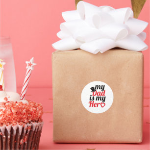 my father is my hero (father's day) greeting card classic round sticker