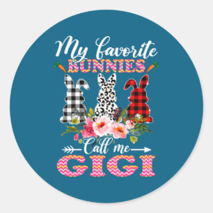 My Favorite Bunnies Call Me Gigi Easter Leopard _1 Classic Round Sticker