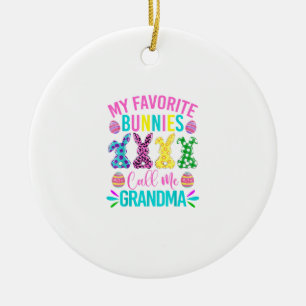 My Favorite Bunnies Call Me Grandma Shirt Cute Eas Ceramic Tree Decoration