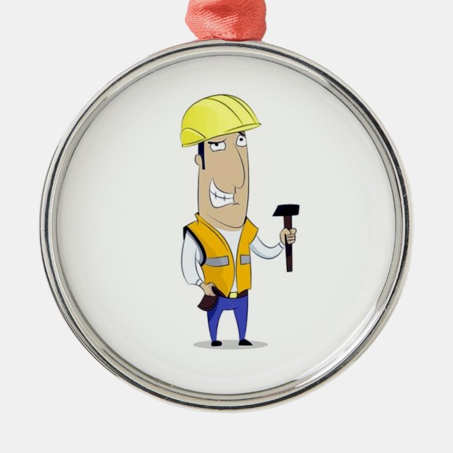 MY FAVORITE *CONSTRUCTION WORKER* METAL TREE DECORATION (Front)