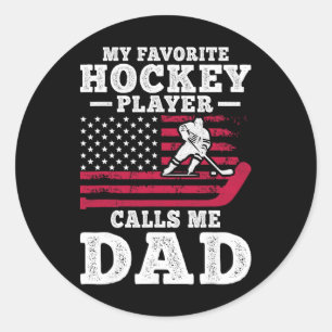 My Favorite Hockey Player Calls Me Dad Usa Flag Classic Round Sticker