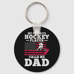 My Favorite Hockey Player Calls Me Dad Usa Flag  Key Ring
