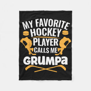My Favorite Hockey Player Calls Me Grumpa  Fleece Blanket