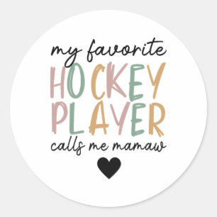 My Favorite Hockey Player Calls Me Mamaw Vintage  Classic Round Sticker