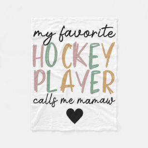 My Favorite Hockey Player Calls Me Mamaw Vintage Fleece Blanket