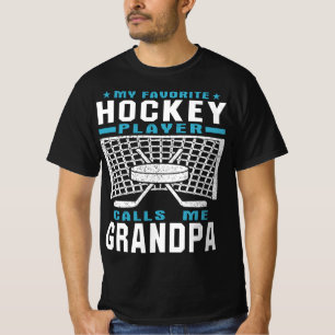 My Favorite Hockey Player Grandpa Grandparent Text T-Shirt
