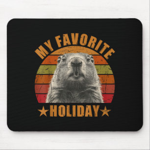 My Favorite Holiday Funny Retro Vintage Groundhog Mouse Pad