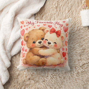 My Favorite Hug Cozy Teddy Bear Valentine Pillow