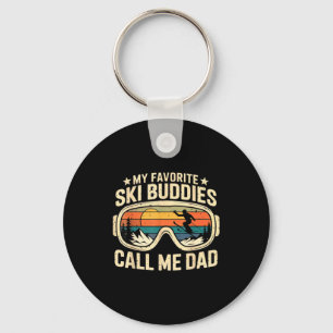 My Favorite Ski Buddies Call Me Dad - Skier Skiing Key Ring