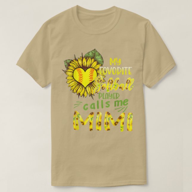 My Favorite Softball Player Call Me Mimi Sunflower T-Shirt (Design Front)