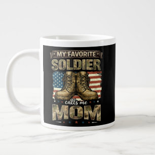 My favorite soldier calls me mom large coffee mug