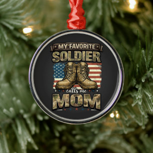 My favorite soldier calls me mom metal tree decoration