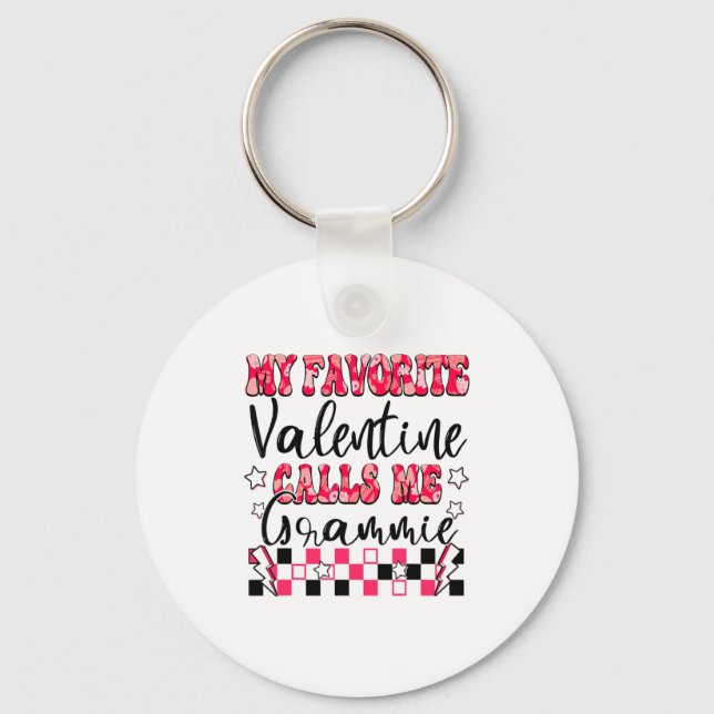 My Favorite Valentine Calls Me Grammie Valentines  Key Ring (Front)