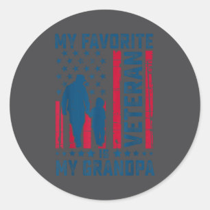 My Favorite Veteran Is My Grandpa Grandfather Vete Classic Round Sticker