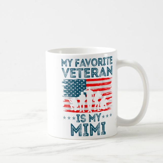 My Favorite Veteran Is My Mimi American Flag Veter Coffee Mug (Right)