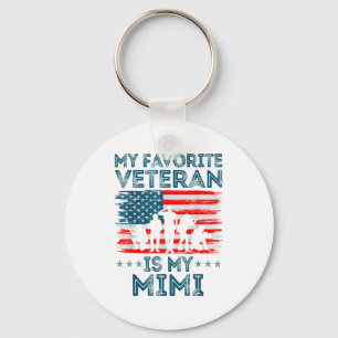 My Favorite Veteran Is My Mimi American Flag Veter Key Ring