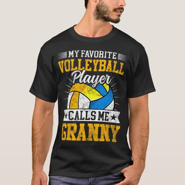My Favorite Volleyball Player Calls Me Granny Moth T-Shirt (Front)