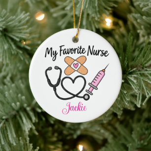 My Favoritre Nurse Stethoscoope Bandage Syringe Ceramic Tree Decoration