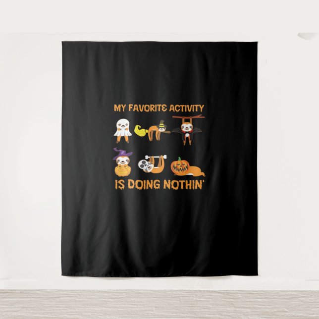 My Favourite Activity Is Doing Nothin' Retro Sloth Tapestry (Front)