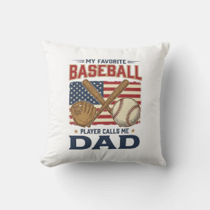 My Favourite Baseball Player Calls Me Dad Vintage Cushion