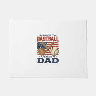 My Favourite Baseball Player Calls Me Dad Vintage  Doormat