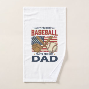 My Favourite Baseball Player Calls Me Dad Vintage Hand Towel